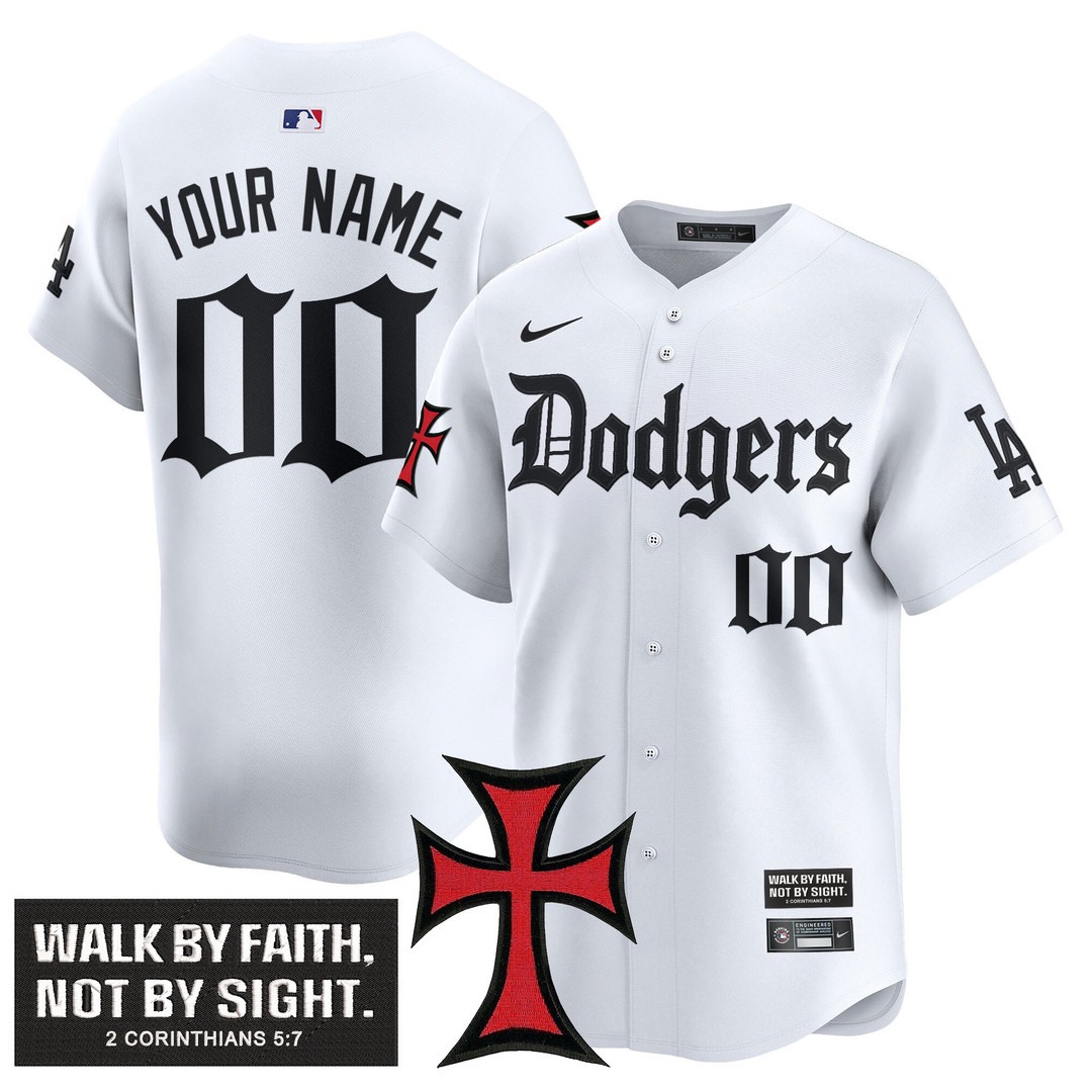 LA Dodgers 'Faith & Glory Edition' Vapor Premier Limited Custom White Jersey - All Stitched