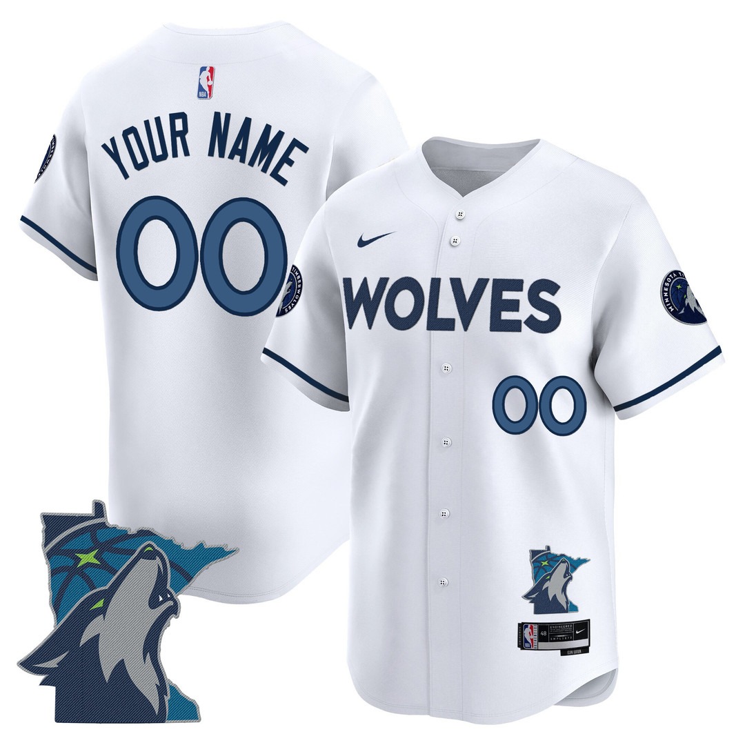 Minnesota Timberwolves 2025 Vapor Baseball Custom Jersey Association White - All Stitched