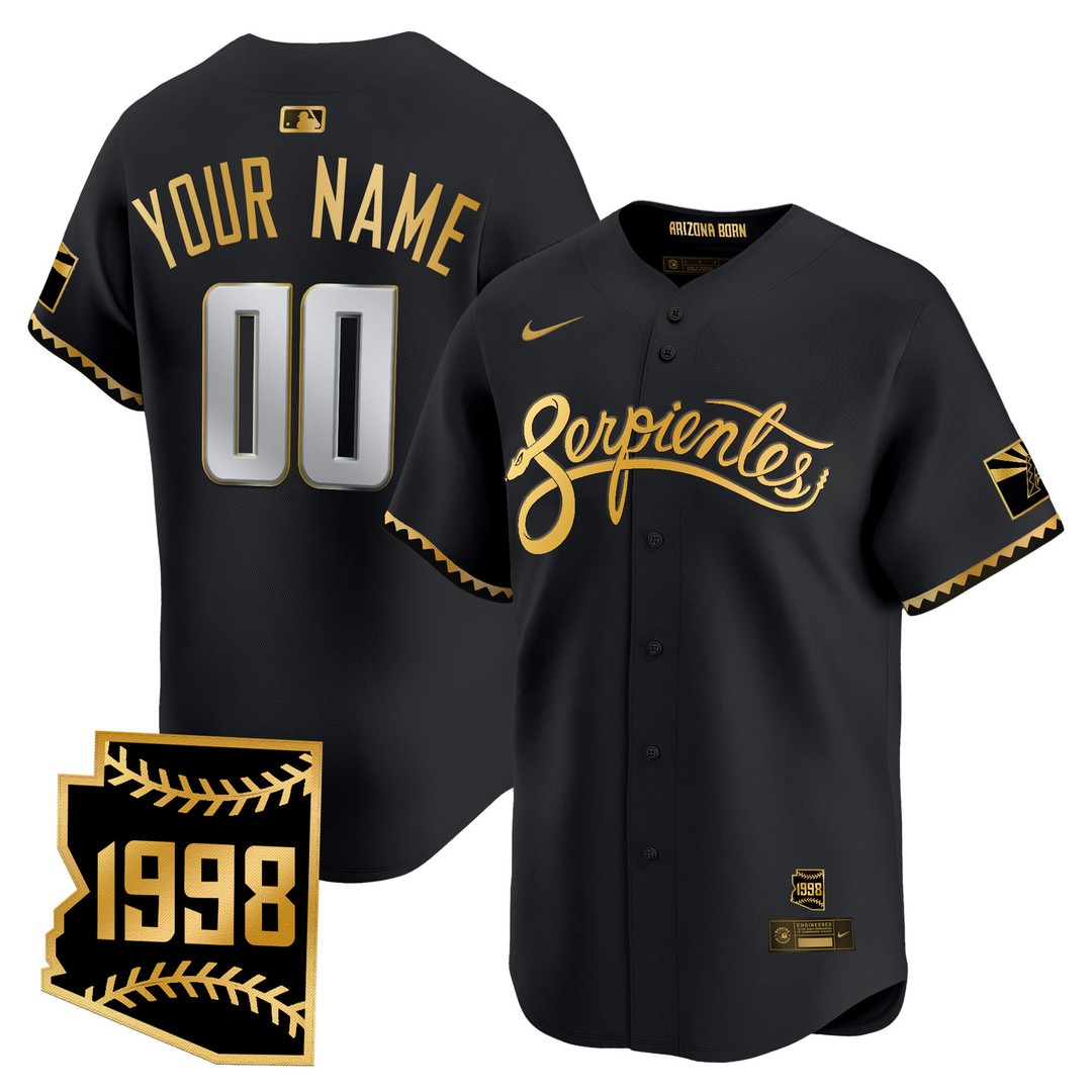 Arizona D-Backs Black Gold 2025 City Connect Vapor Premier Limited Custom Jersey V2 - Stitched