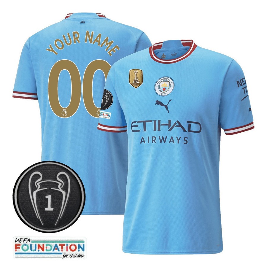 Manchester City C1 Champions Patch Custom Jersey Champions