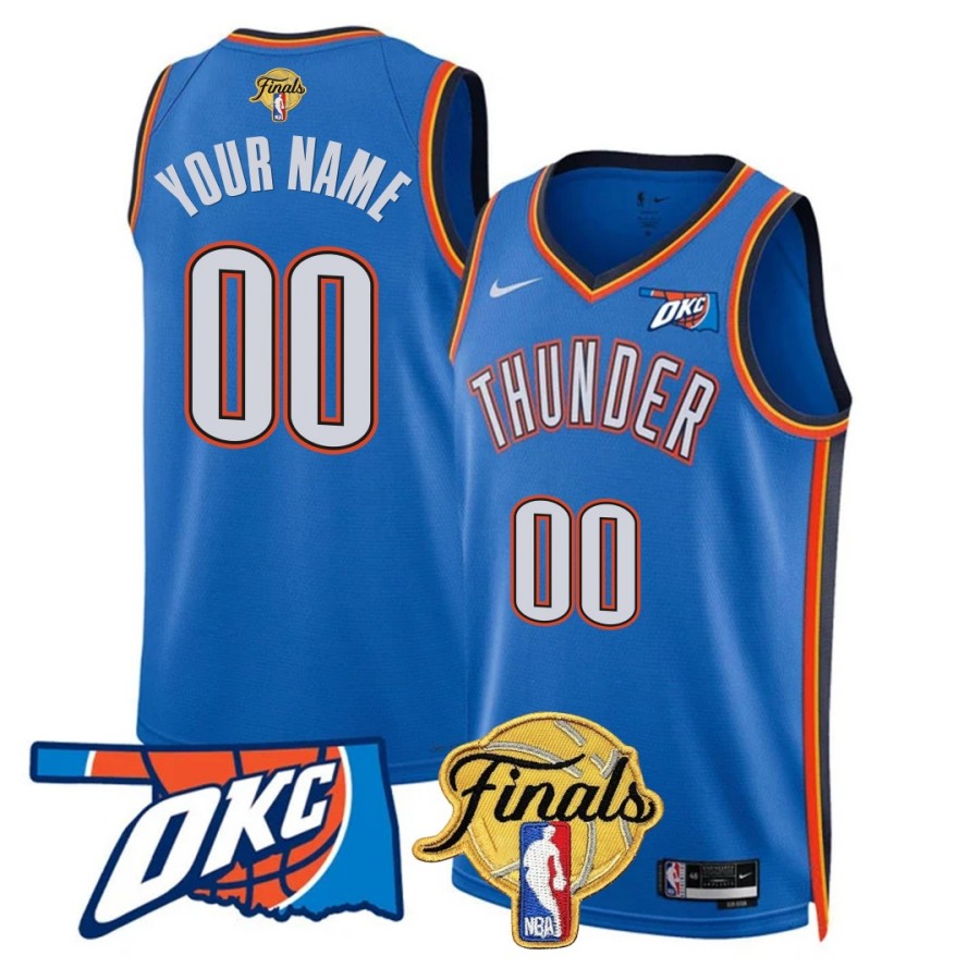 Oklahoma City Thunder Active Player Custom NBA Finals Patch Blue Icon Stitched Basketball Jersey