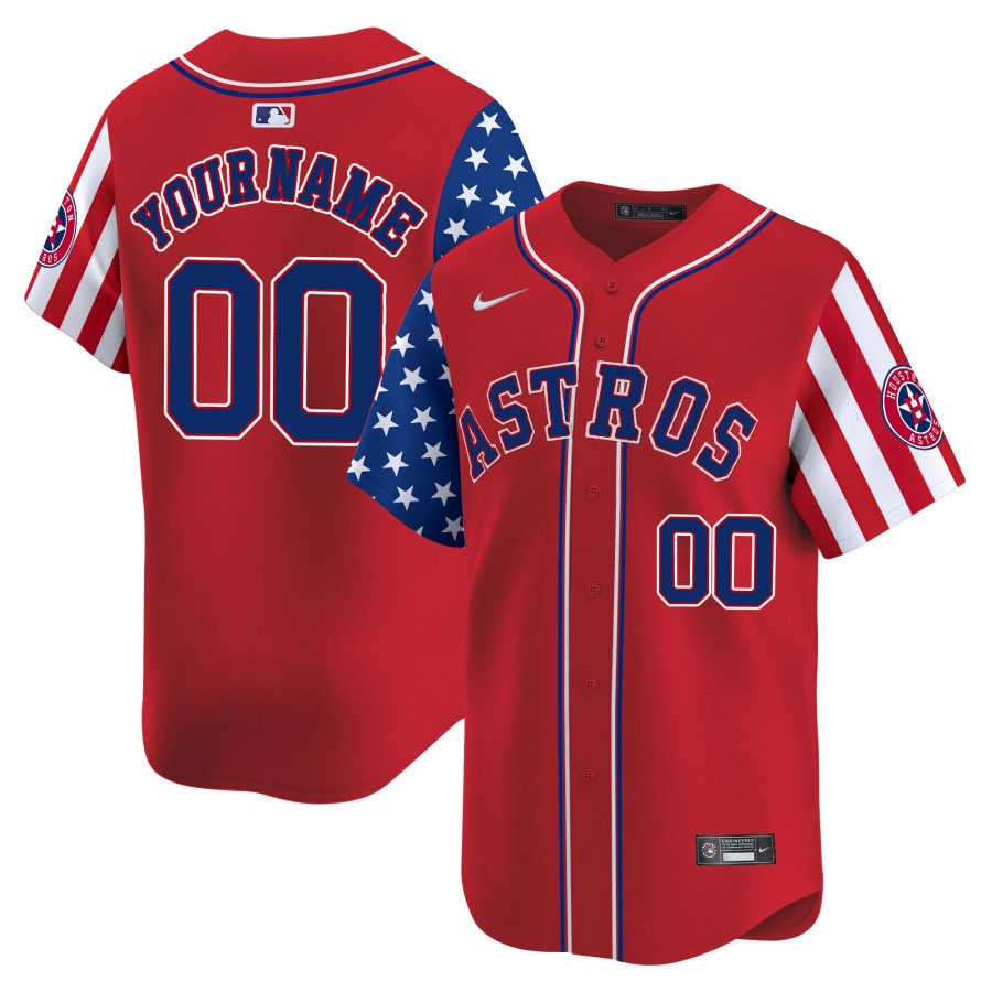 Houston Astros Custom Independence Day Nike Red Limited Stitched MLB Baseball Jersey
