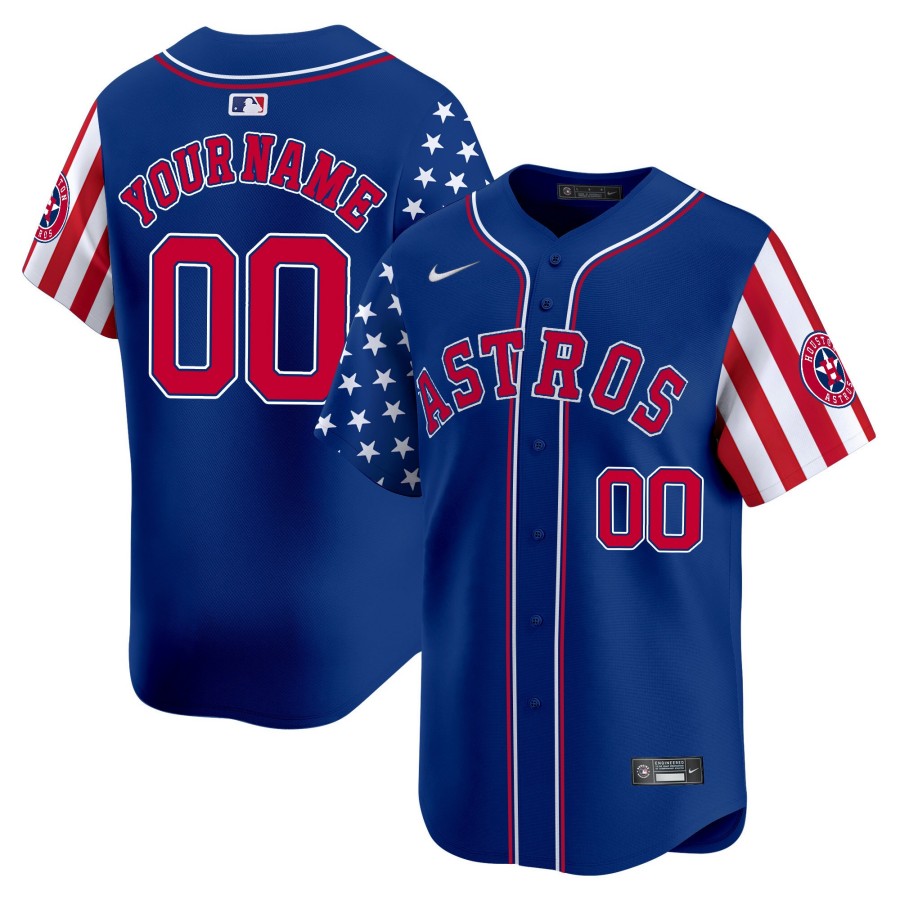 Houston Astros Custom Independence Day Nike Royal Limited Stitched MLB Baseball Jersey