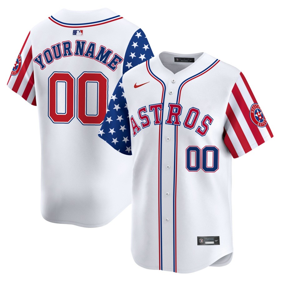 Houston Astros Custom Independence Day Nike White Limited Stitched MLB Baseball Jersey