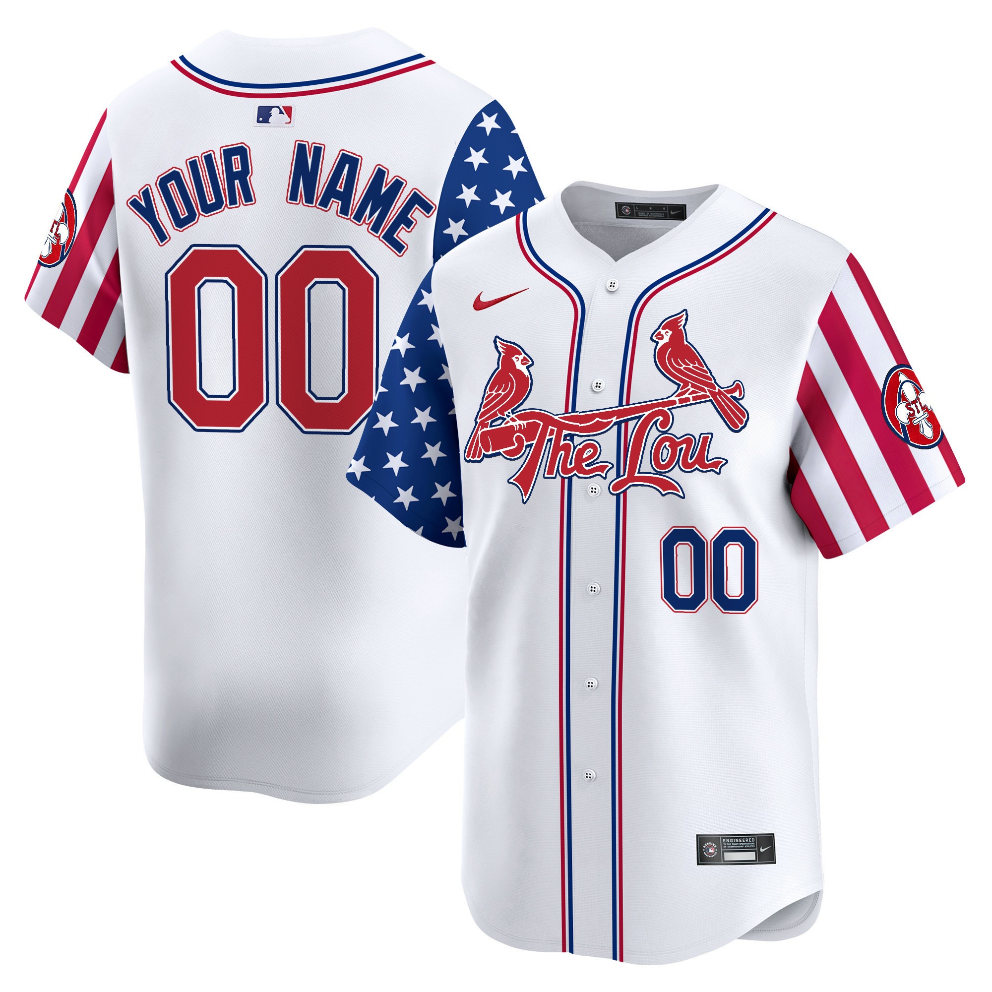 St. Louis Cardinals Custom Independence Day Nike White Limited Stitched MLB Baseball Jersey