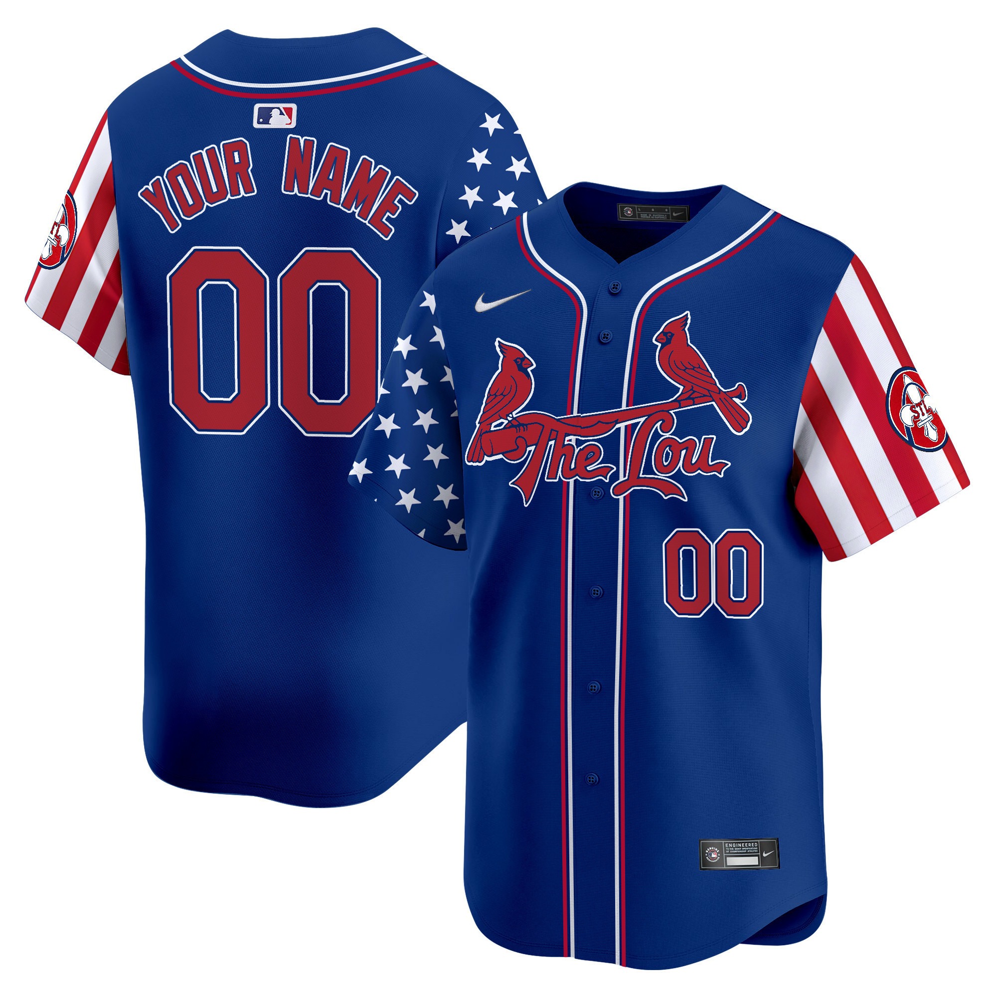St. Louis Cardinals Custom Independence Day Nike Royal Limited Stitched MLB Baseball Jersey