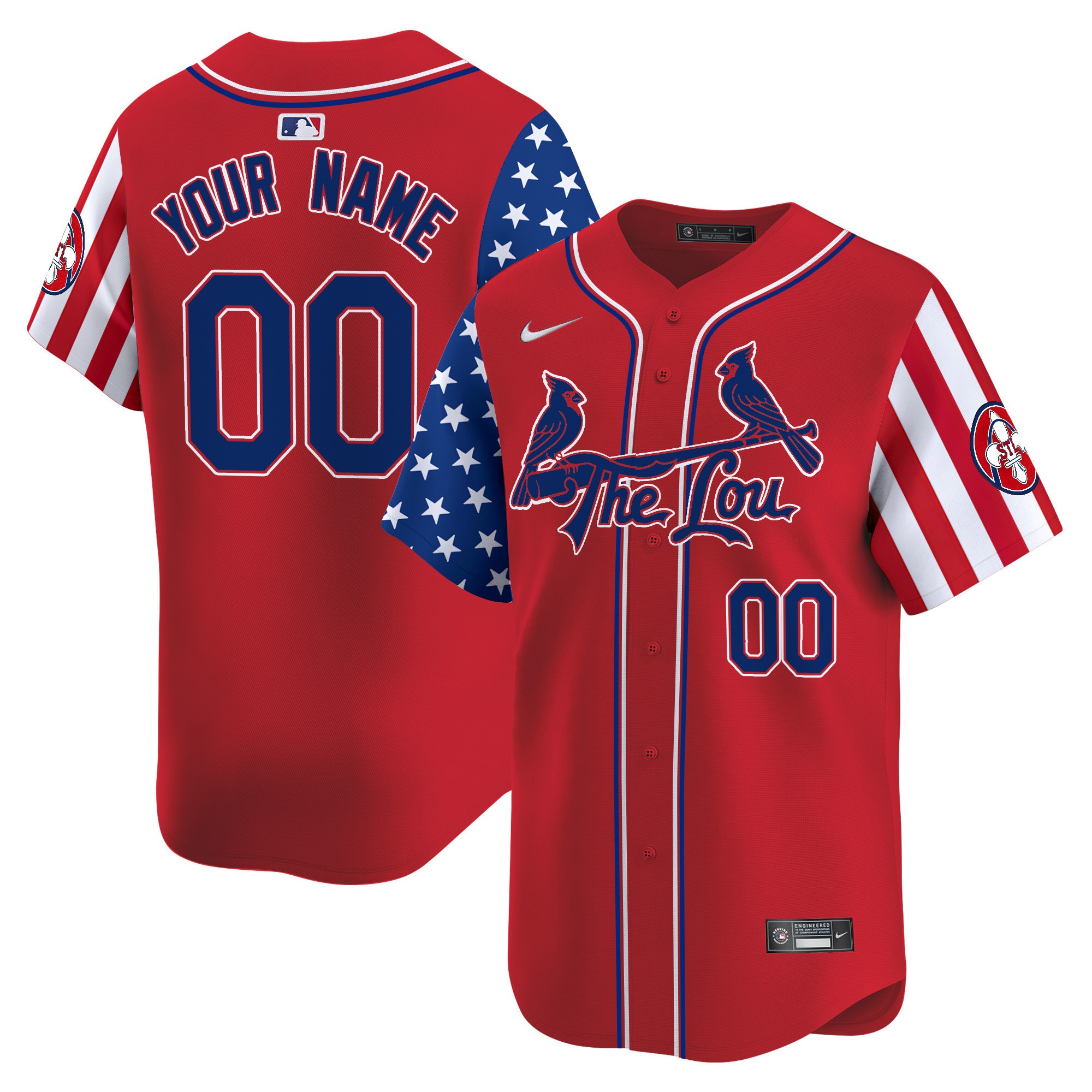 St. Louis Cardinals Custom Independence Day Nike Red Limited Stitched MLB Baseball Jersey