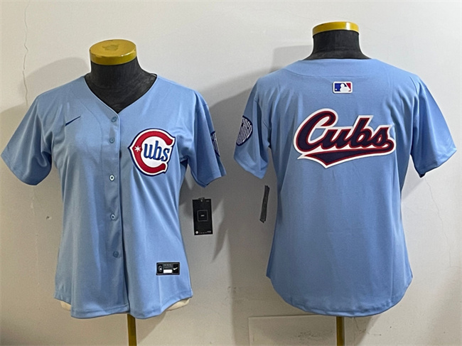 Women's Chicago Cubs Team Big Logo Blue 2024-25 2nd Alternatemited Stitched Baseball Jersey
