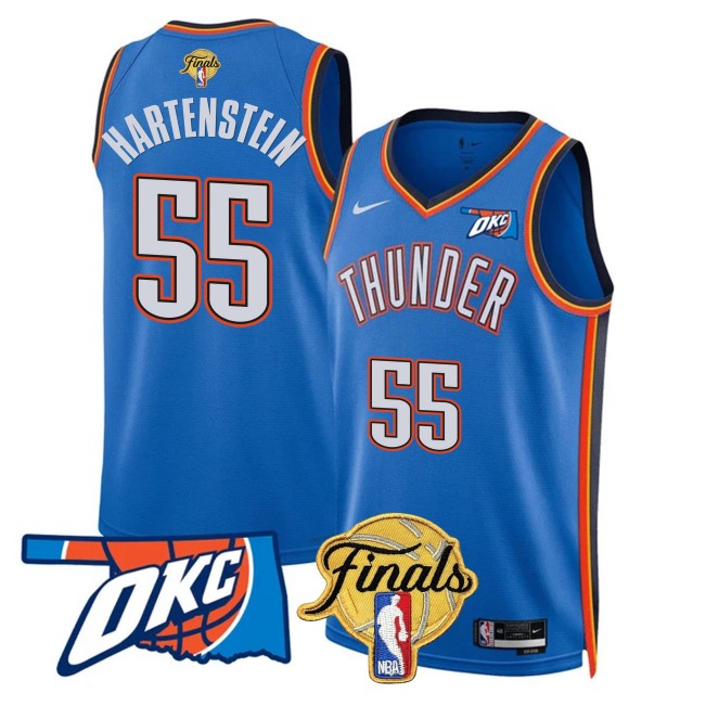 Men's Oklahoma City Thunder #55 Isaiah Hartenstein NBA Finals Patch Blue Icon Stitched Basketball Jersey