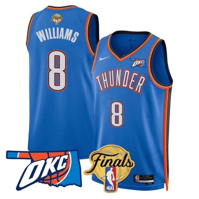 Men's Oklahoma City Thunder #8 Jalen Williams NBA Finals Patch Blue Icon Stitched Basketball Jersey