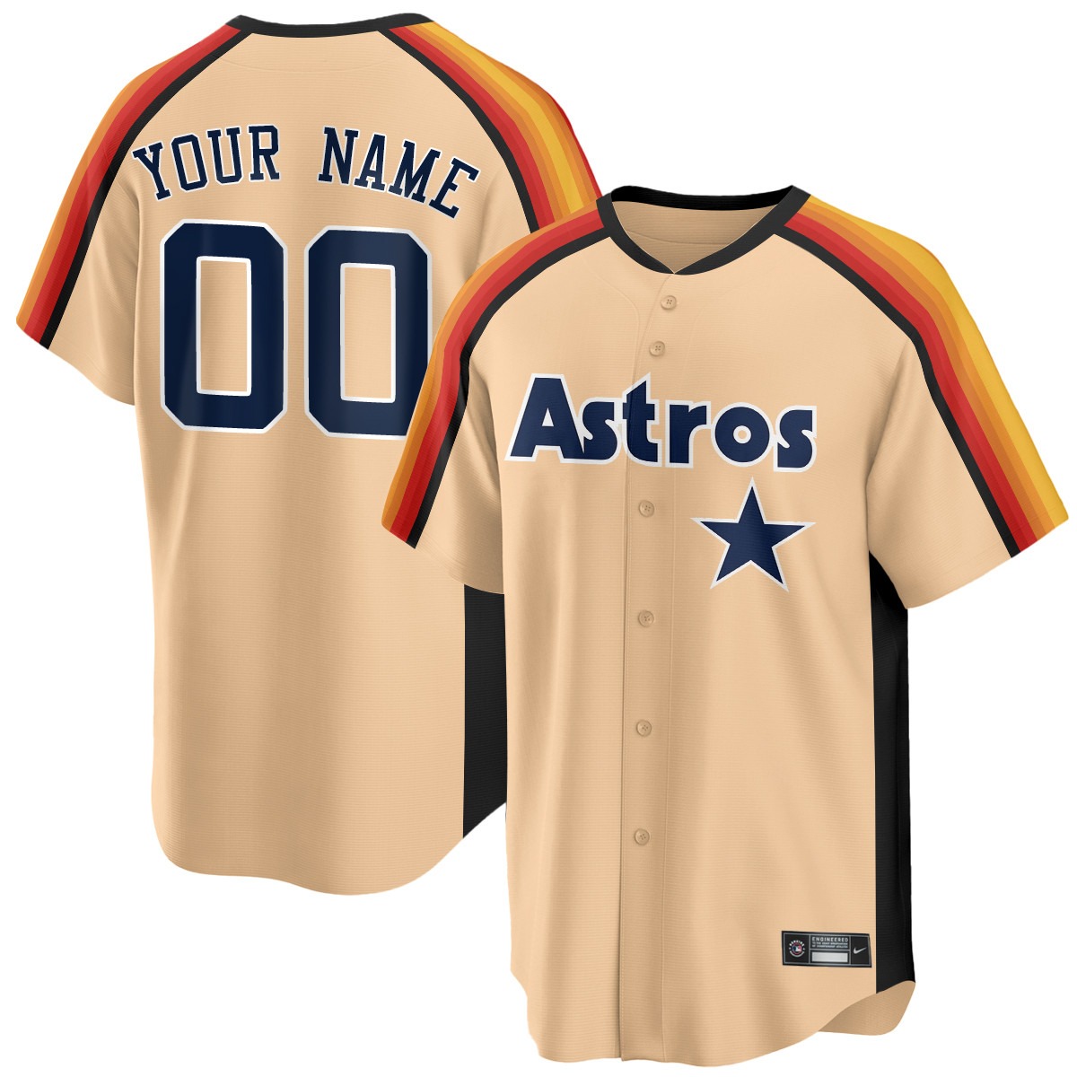 Astros 1989 Throwback Orange Custom Replica Stitched Baseball Jersey