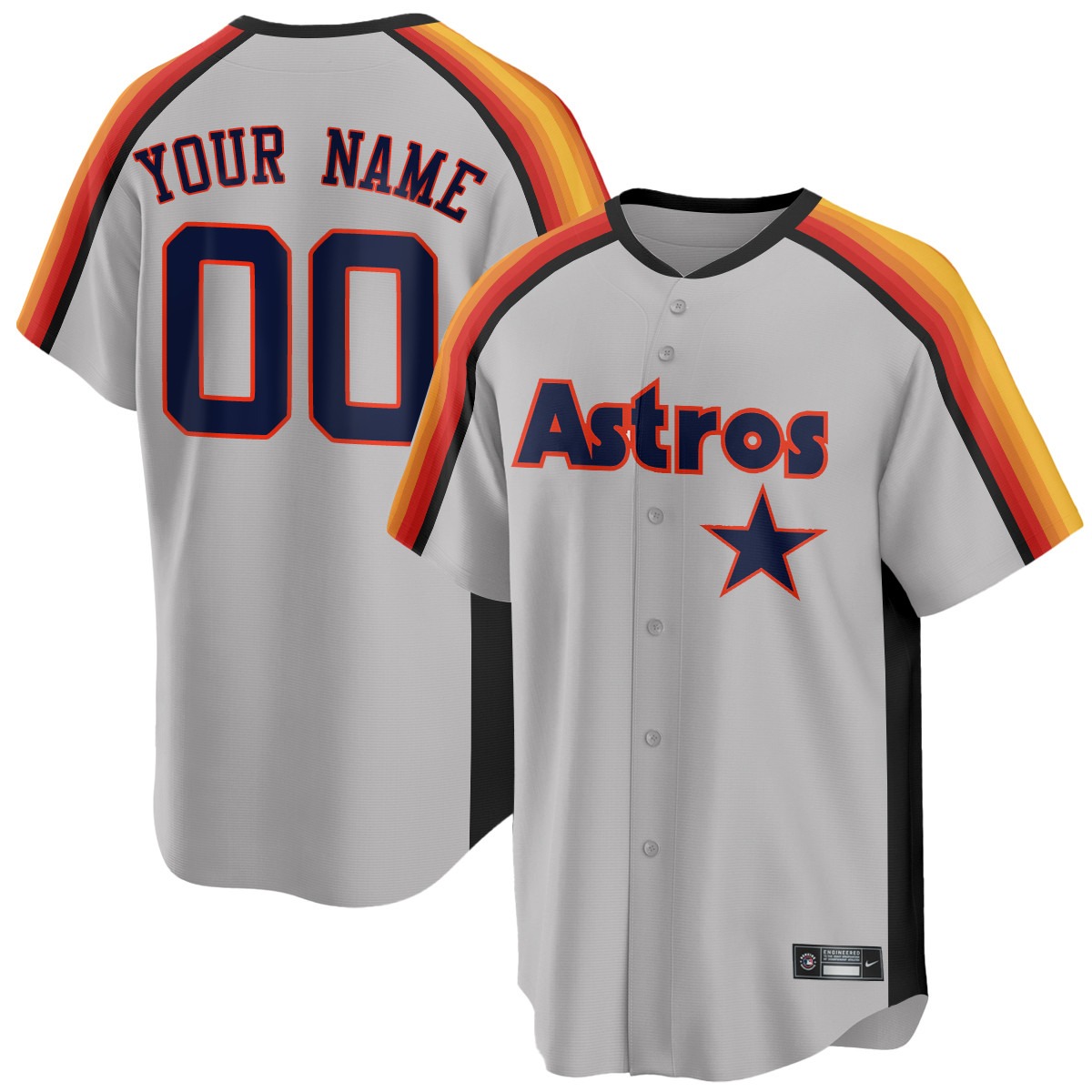 Astros 1989 Throwback Road Gray Custom Replica Stitched Baseball Jersey