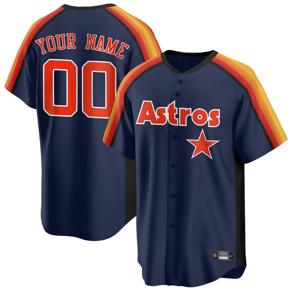 Astros 1989 Throwback Navy Custom Replica Stitched Baseball Jersey