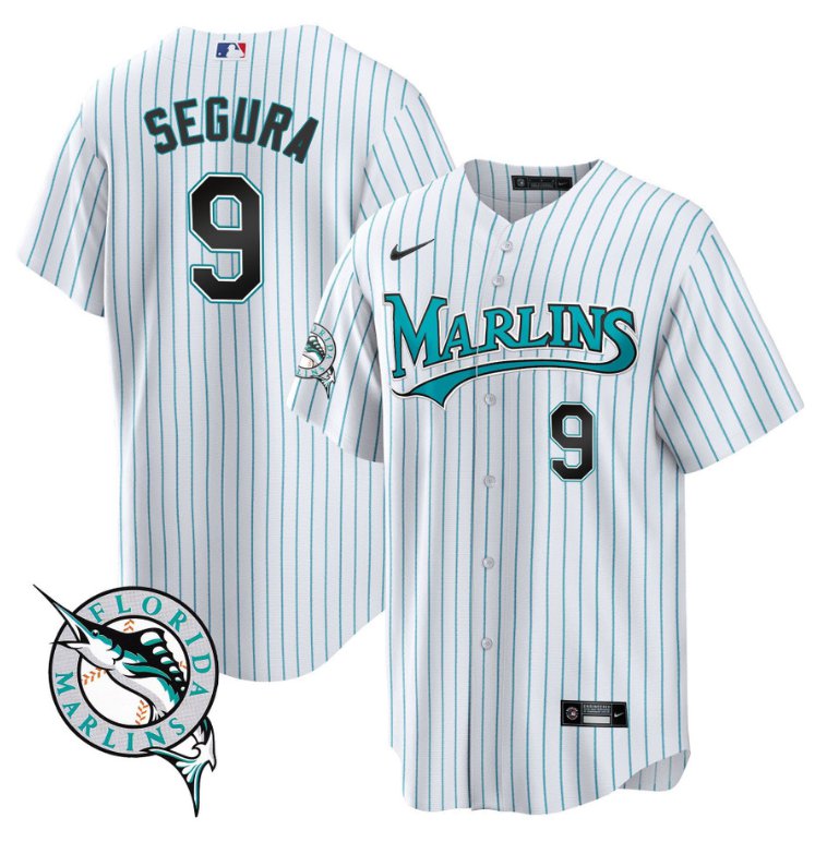 Men's Jean Segura Jersey #9 Florida Marlins Throwback Cool Base All Stitched
