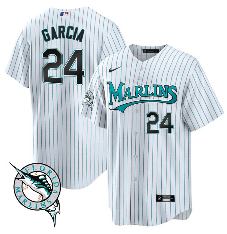 Men's Avisail Garcia Jersey #24 Florida Marlins Throwback Cool Base All Stitched