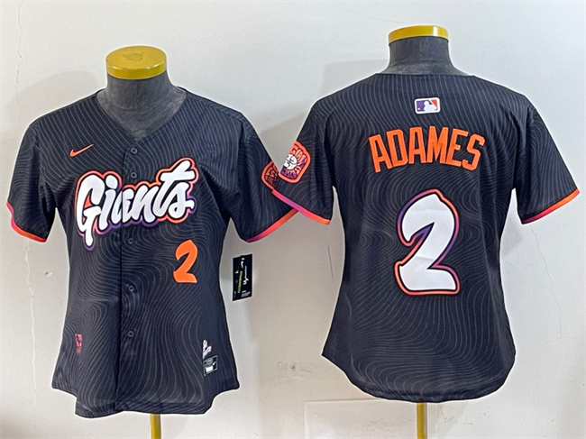 Women's San Francisco Giants #2 Willy Adames Anthracite 2025 City Connect Limited Stitched Baseball Jersey