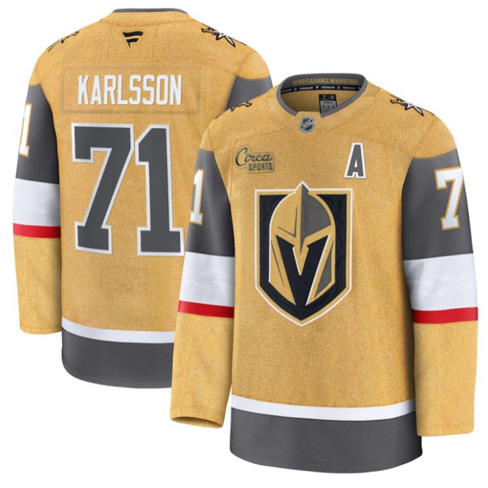 Men's William Karlsson Jersey #71 Vegas Golden Knights Premium Stitched Gold