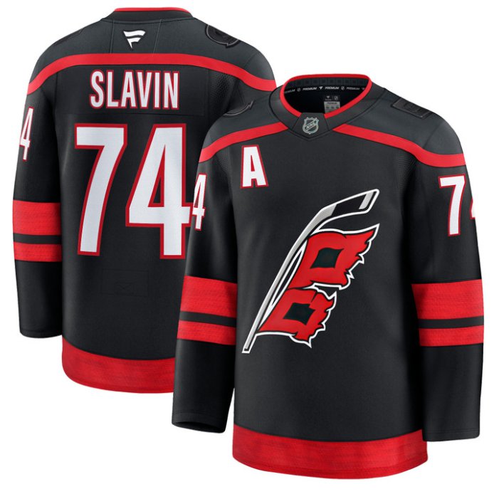 Men's Jaccob Slavin Jersey #74 Carolina Hurricanes Premium All Stitched Black