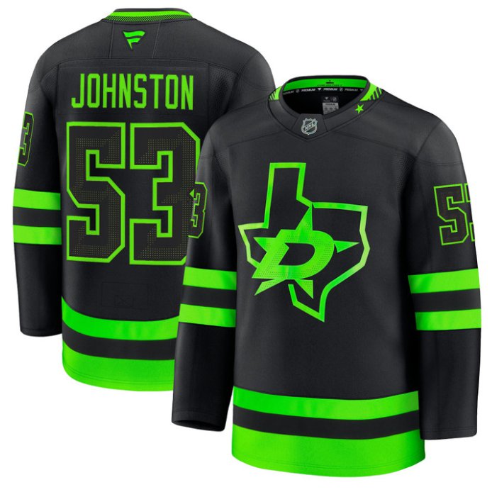 Men's Wyatt Johnston Jersey #53 Dallas Stars Premium All Stitched Black
