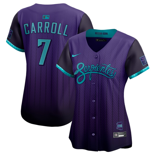 Women's Arizona Diamondbacks #7 Corbin Carroll Purple 2025 City Connect Limited Stitched Baseball Jersey