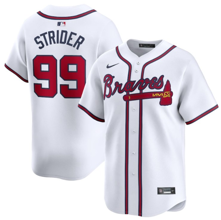 Men's Atlanta Braves #99 Spencer Strider White Home Stitched Limited MLB Jersey
