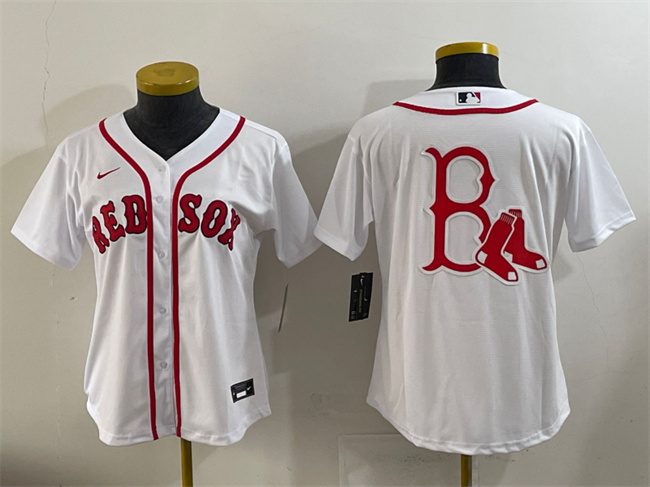 Women's Boston Red Sox Team Big Logo White Cool Base Stitched Jersey