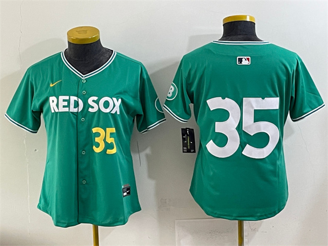 Women's Boston Red Sox #35 Garrett Crochet Green 2025 City Connect Limited Stitched Baseball Jersey