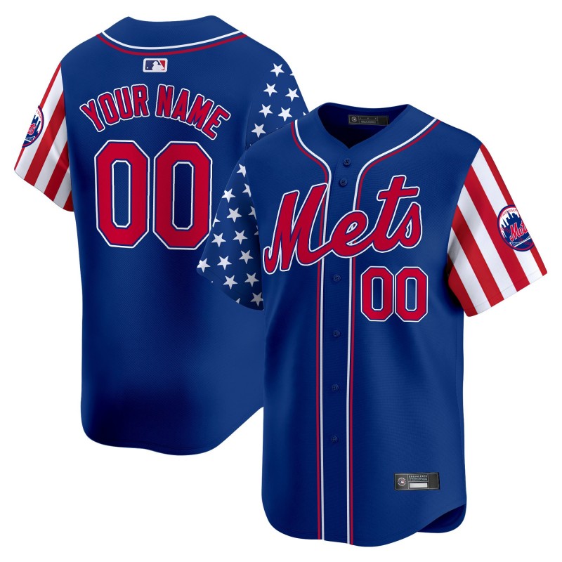 New York Mets 2025 Independence Day Vapor Premier Limited Custom Jersey Royal - All Stitched