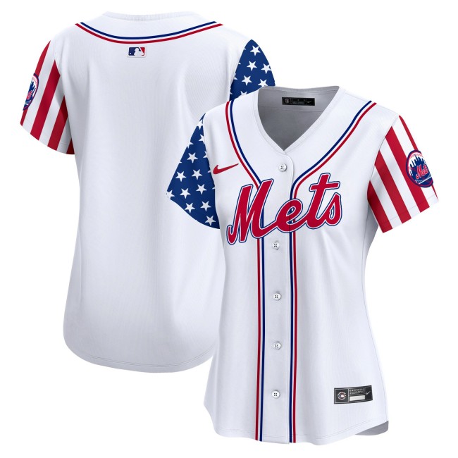 Women's Mets Blank White 2025 Independence Day Vapor Premier Limited Jersey - All Stitched