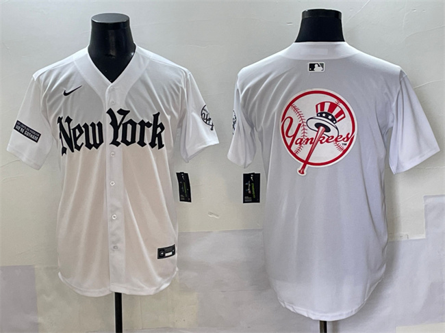 Men's New York Yankees Team Big Logo White 'Gothic Legacy Edition' Vapor Premier Limited Stitched MLB Baseball Jerseys