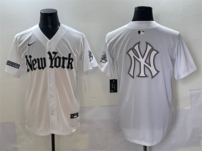 Men's New York Yankees Team Big Logo White 'Gothic Legacy Edition' Vapor Premier Limited Stitched MLB Baseball Jersey