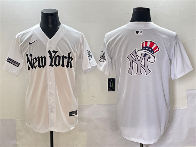 Men's New York Yankees Team Big Logo White 'Gothic Legacy Edition' Vapor Premier Limited Stitched Baseball Jerseys