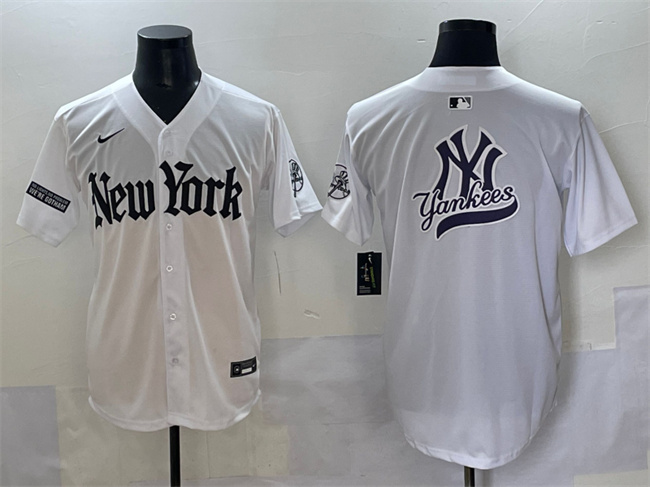 Men's New York Yankees Team Big Logo White 'Gothic Legacy Edition' Vapor Premier Limited Stitched Baseball Jersey