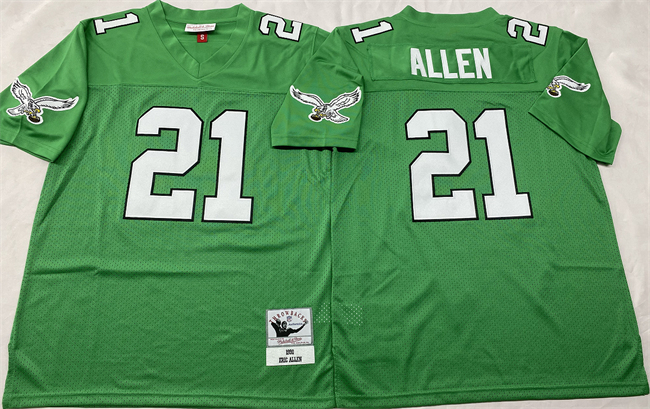 Men's Philadelphia Eagles #21 Eric Allen Kelly Green Throwback Stitched Football Jersey