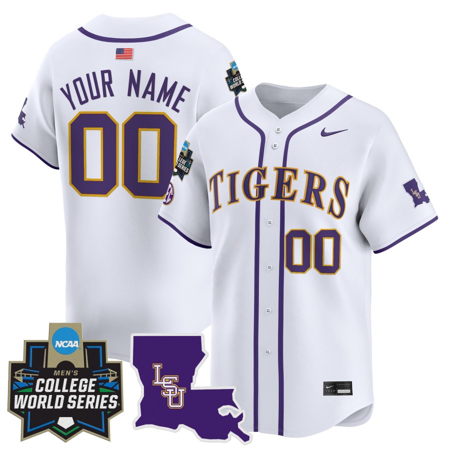 LSU Tigers Nike Custom 2025 NCAA World Series Limited Baseball Jersey White - All Stitched