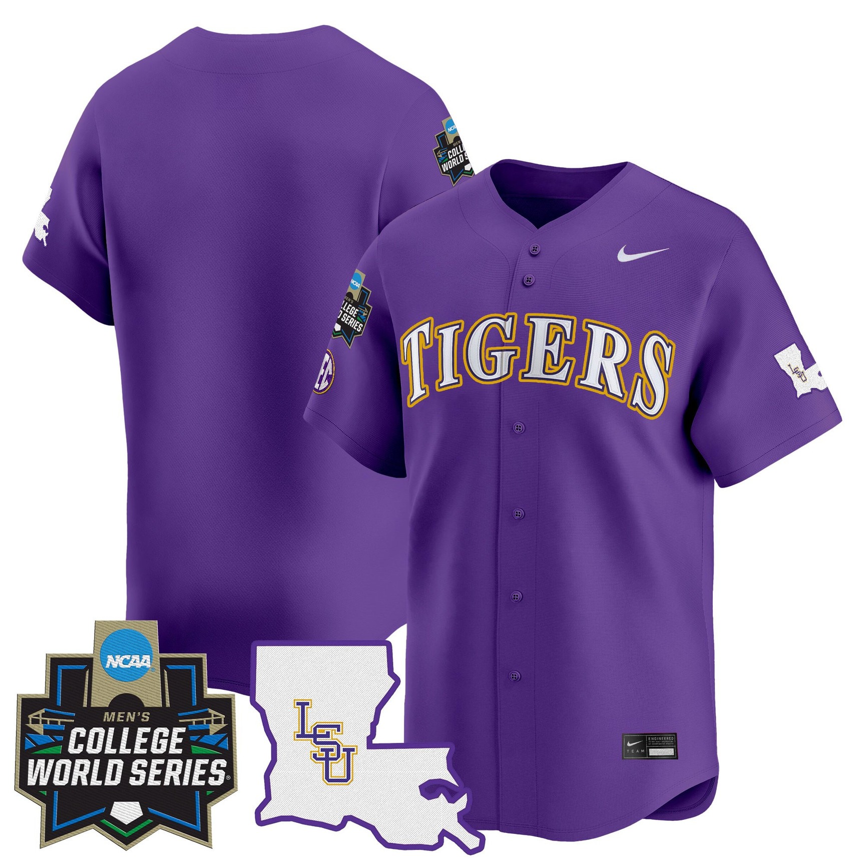 Men's LSU Tigers Blank Purple 2025 World Series Vapor Premier Limited Jersey - All Stitched