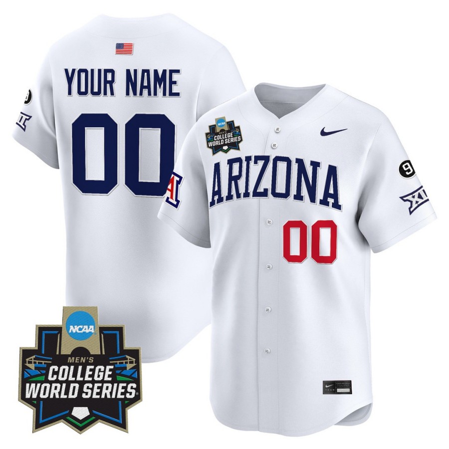 Arizona Wildcats Nike 2025 NCAA World Series Vapor Premier Limited Custom College Baseball Jersey White - All Stitched