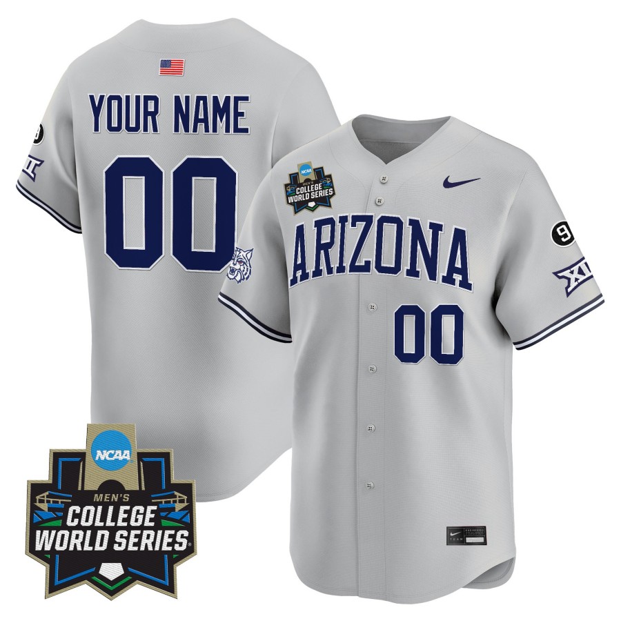 Arizona Wildcats Nike 2025 NCAA World Series Vapor Premier Limited Custom College Baseball Jersey Grey - All Stitched