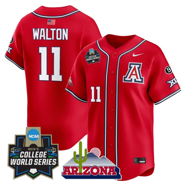 Men's Arizona Wildcats #11 Aaron Walton Red 2025 World Series Vapor Premier Limited College Baseball Jersey - All Stitched