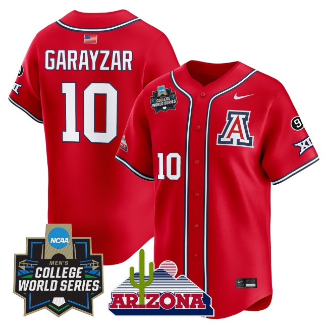 Men's Arizona Wildcats #10 Raul Garayzar Red 2025 World Series Vapor Premier Limited College Baseball Jersey - All Stitched