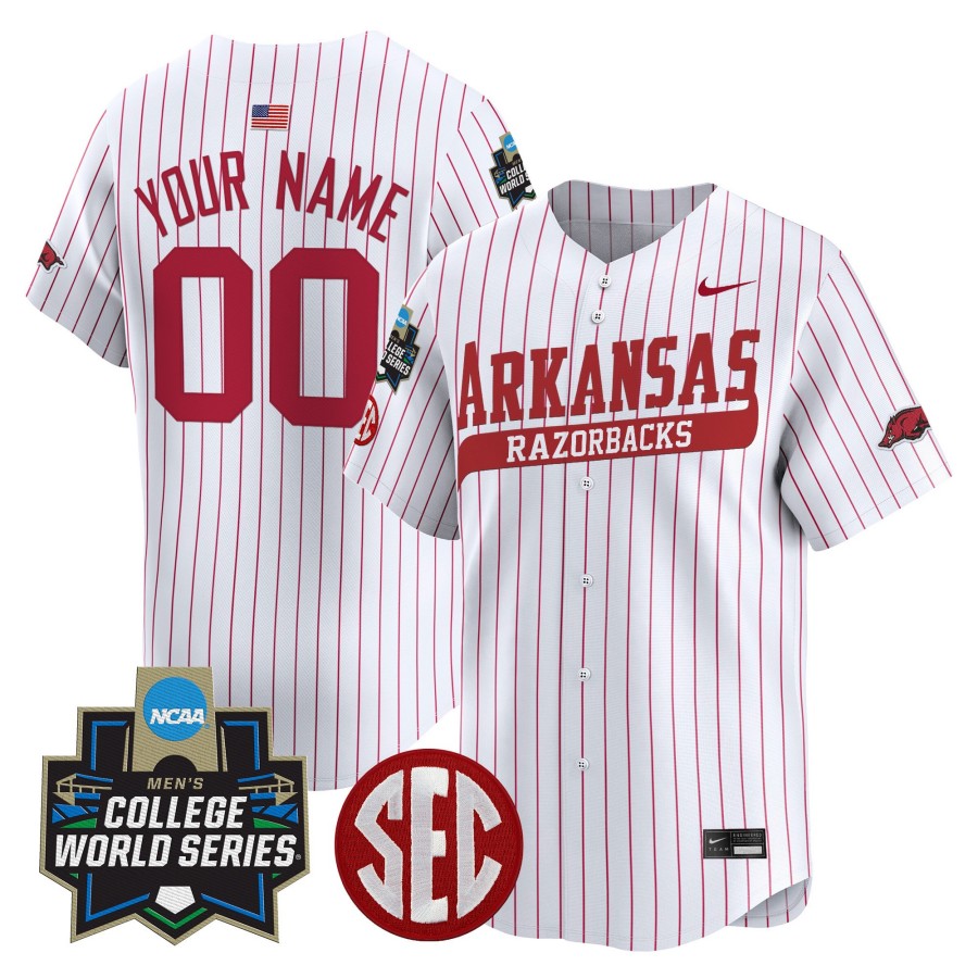 Arkansas Razorbacks Custom Nike 2025 NCAA World Series Baseball Limited Jersey Stripe - All Stitched
