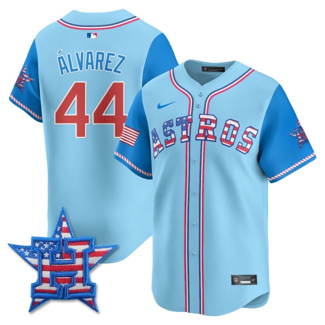 Men's Astros #44 Yordan Alvarez Nike 2025 Fourth of July MLB Baseball Limited Jersey Light Blue Alternate - All Stitched