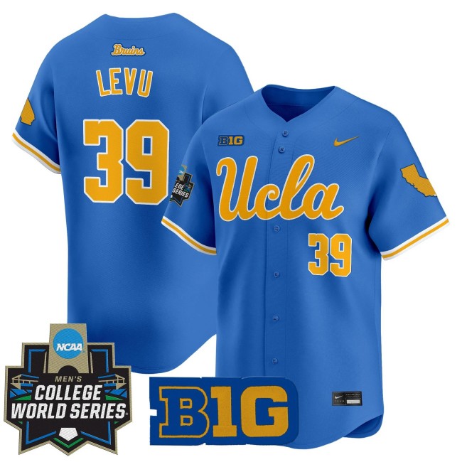 Men's UCLA Bruins #39 Mulivai Levu Nike Blue 2025 NCAA World Series Baseball Limited Stitched Jersey