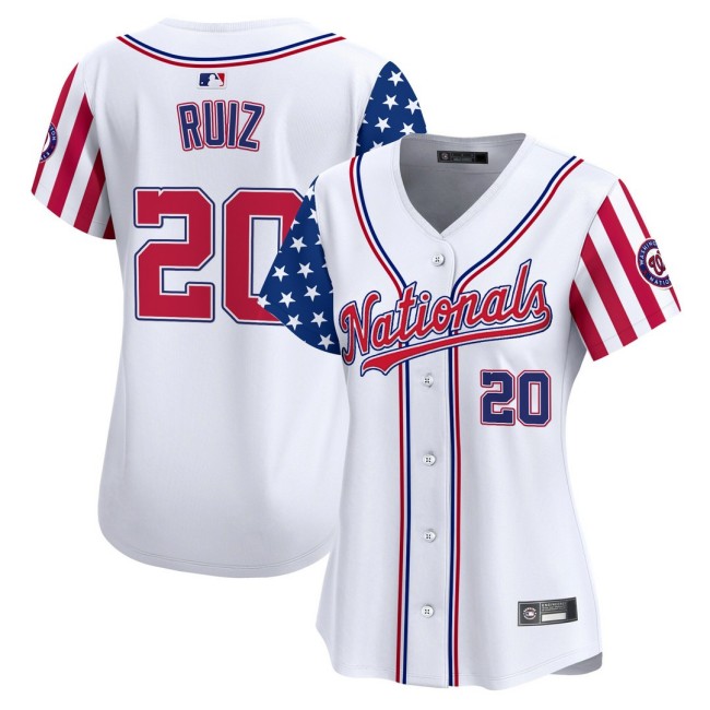 Women's Nationals #20 Keibert Ruiz Nike White 2025 Independence Day MLB Baseball Limited Jersey - All Stitched
