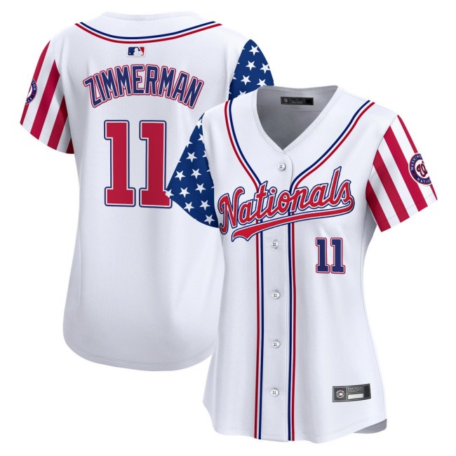 Women's Nationals #11 Ryan Zimmerman Nike White 2025 Independence Day MLB Baseball Limited Jersey - All Stitched
