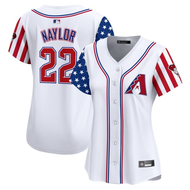 Women's AZ D-Backs #22 Josh Naylor Nike White 2025 Independence Day MLB Baseball Limited Jersey - All Stitched