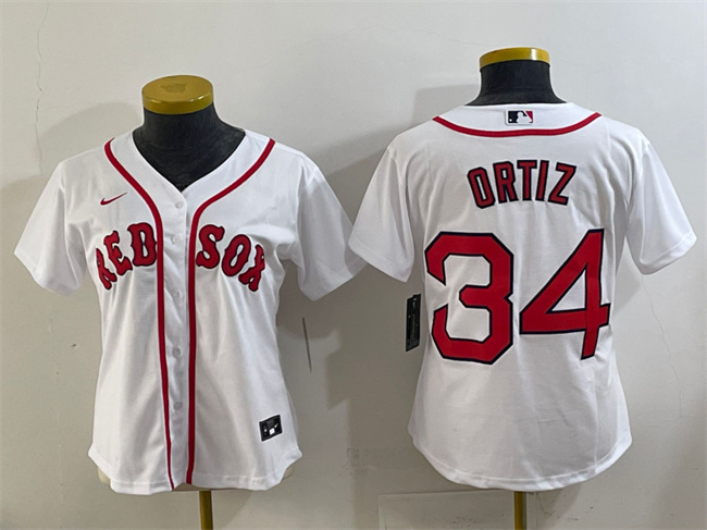 Women's Boston Red Sox #34 David Ortiz White Cool Base Stitched Jersey