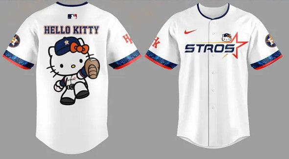 Youth Houston Astros White 2025 Hello Kitty Limited Baseball Jersey