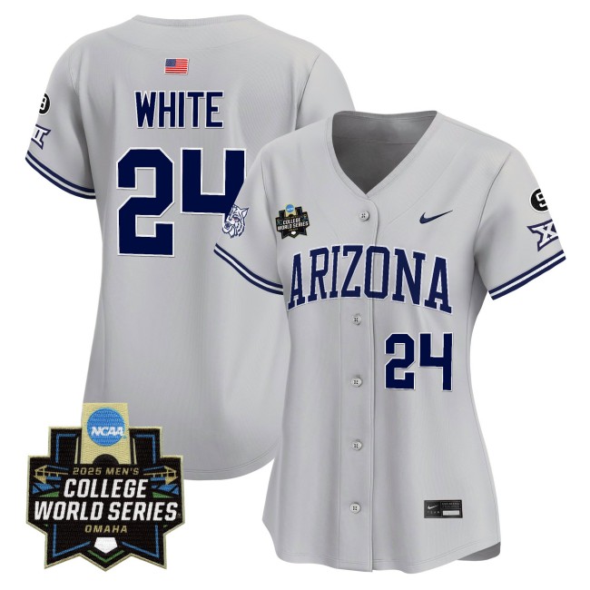 Women's Arizona Wildcats #24 Nike Mason White 2025 NCAA MCWS Baseball Limited Jersey Grey - All Stitched