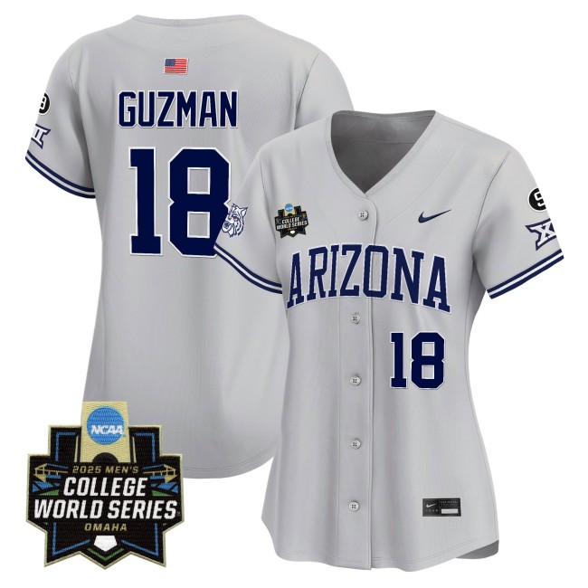 Women's Arizona Wildcats #18 Adonys Guzman Nike 2025 NCAA MCWS Baseball Limited Jersey Grey - All Stitched